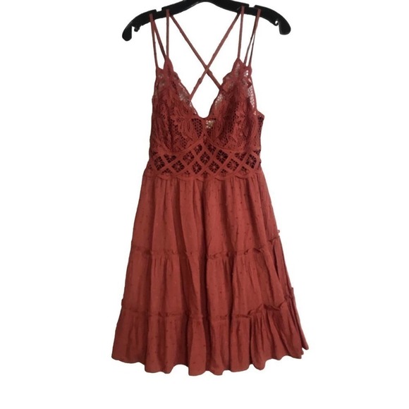 Brand New In Bohemian Burnt Orange Skater Dress Size S - Picture 13 of 16